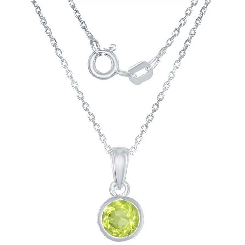 Women’s art deco necklaces-Classic Women's Pendant with Chain - August Peridot Bezel Set | K-7017-PD