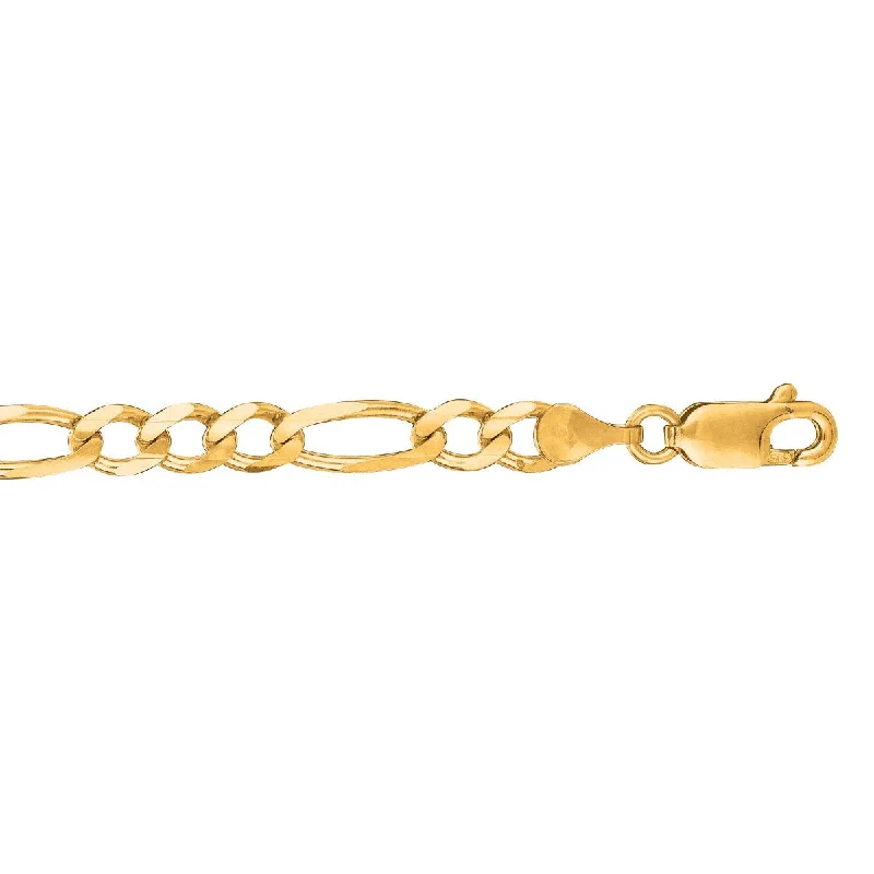 14kt 24" Yellow Gold Diamond Cut Alternate 3+1 Classic Figaro Chain with Lobster Clasp FIG120-24