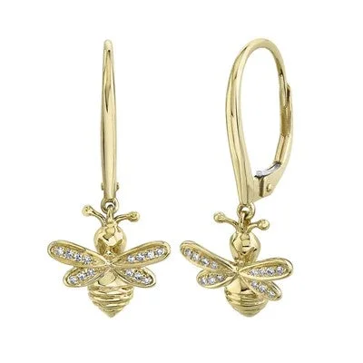 Women’s pearl drop earrings-0.07CT DIAMOND BEE EARRING