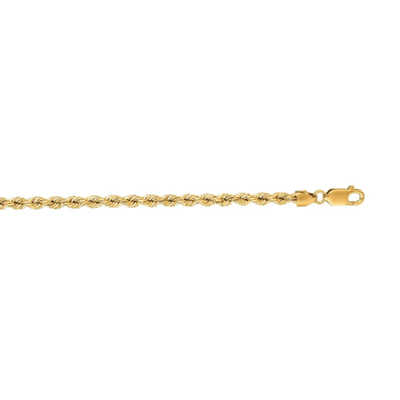 14kt 16" Yellow Gold Diamond Cut Solid Rope Chain with Lobster Clasp SR023-16