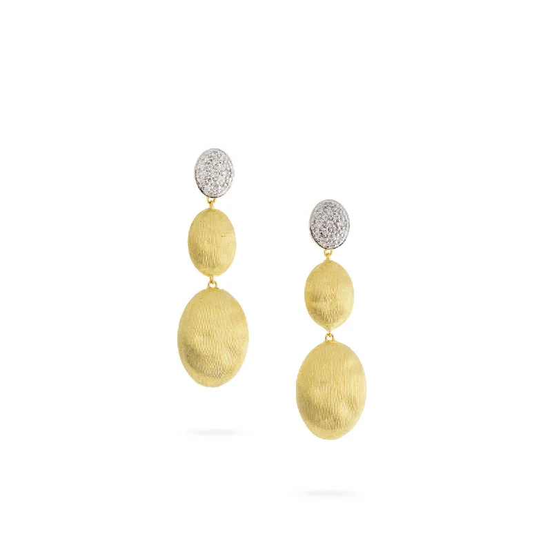 Women’s small earrings-18K Yellow Gold and Diamond Triple Drop Earring