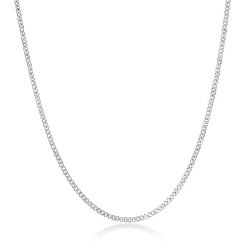 Women’s handmade necklaces-Sterling Silver Curb 050 Chain - Rhodium Plated