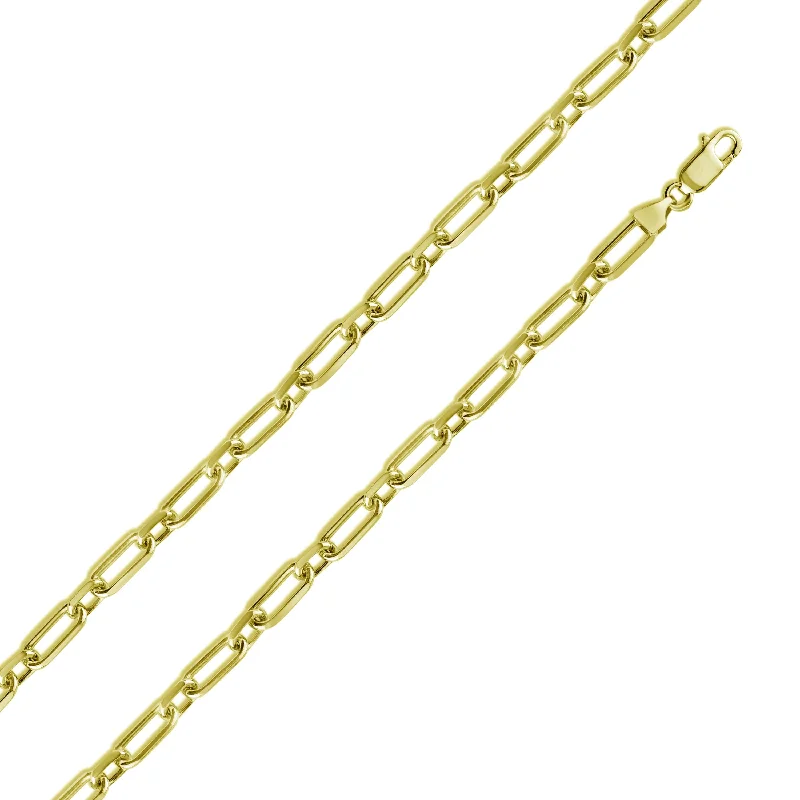 Women’s luxurious gold necklaces-Gold Plated 925 Sterling Silver Paperclip Alternating Link Chain 6mm - CH541 GP