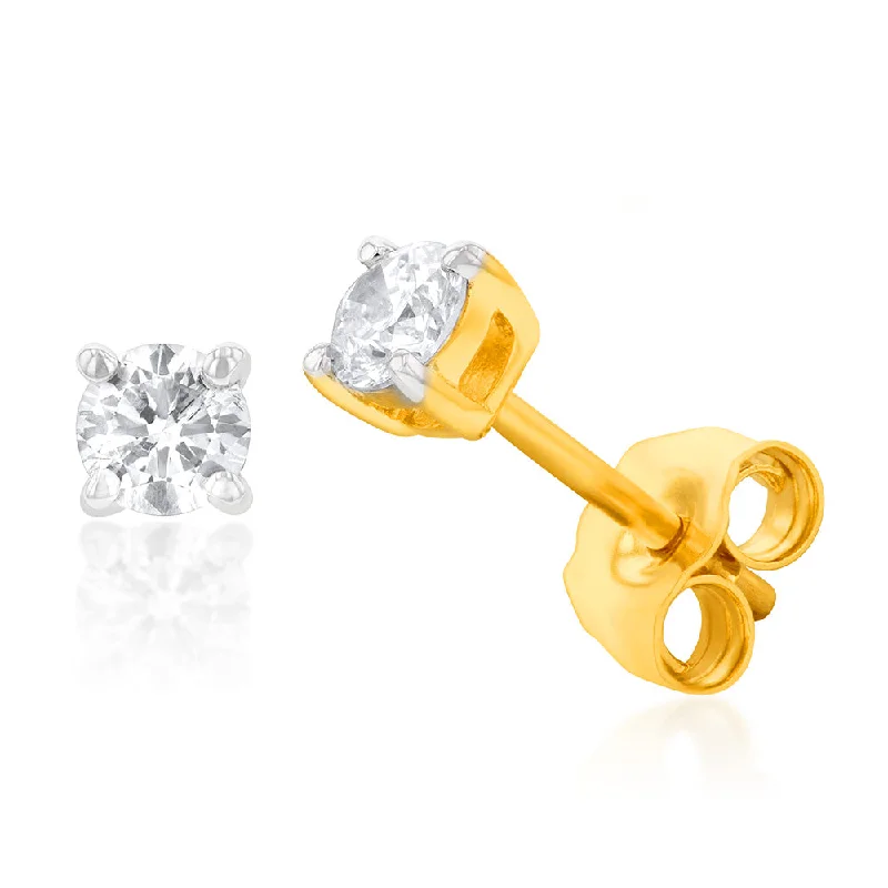 Women’s classic drop earrings-Luminesce Lab Grown 9ct Yellow Gold Diamond Solitiaire Classic 1/3 Carat Stud Earring