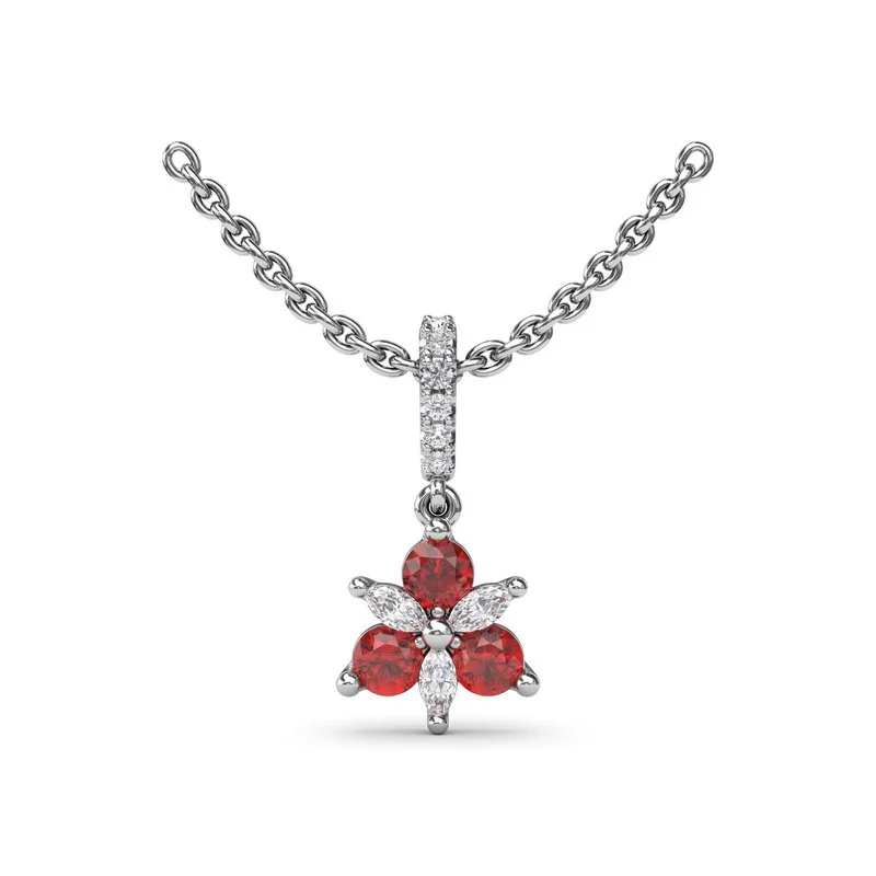 Women’s cubic zirconia necklaces-Trio Stud with Marquise and Ruby Diamond Pendant P1894R