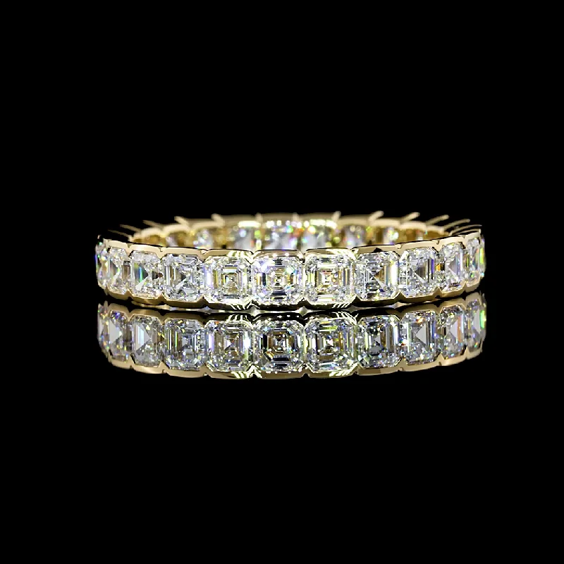 14K Yellow Gold Lab Grown Asscher Diamond Eternity Band 2.08ctw EB1172