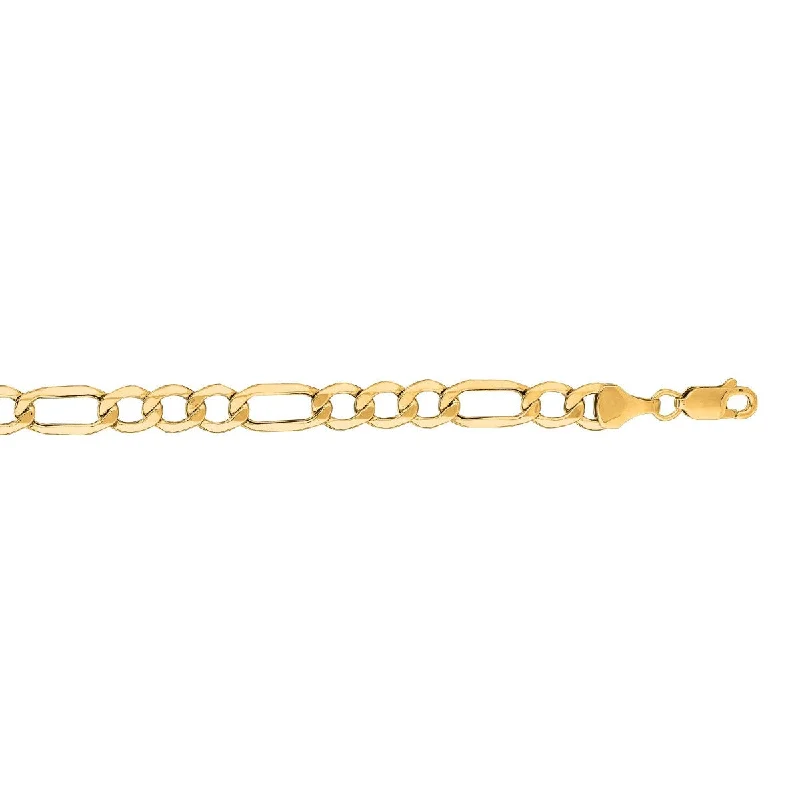 14kt 20" Yellow Gold Diamond Cut Alternate 3+1 Figaro Lite Chain with Lobster Clasp LFIG140-20