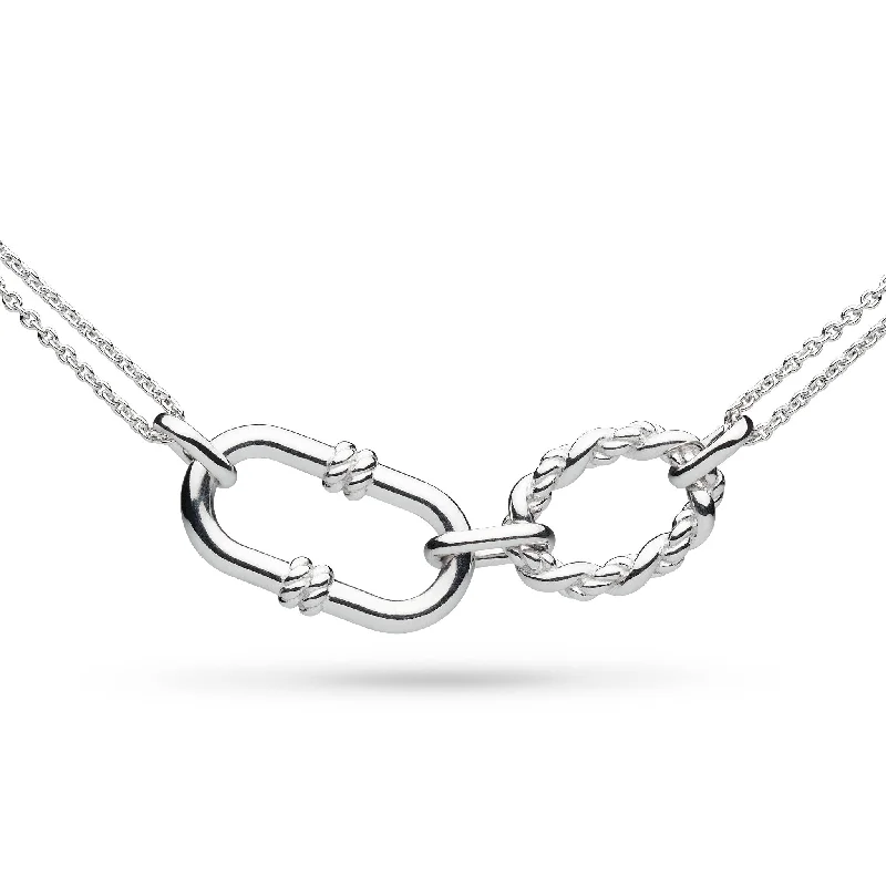 Women’s black diamond necklaces-Silver Marina Rope Link Duo Grande Twin Chain 18" Necklet