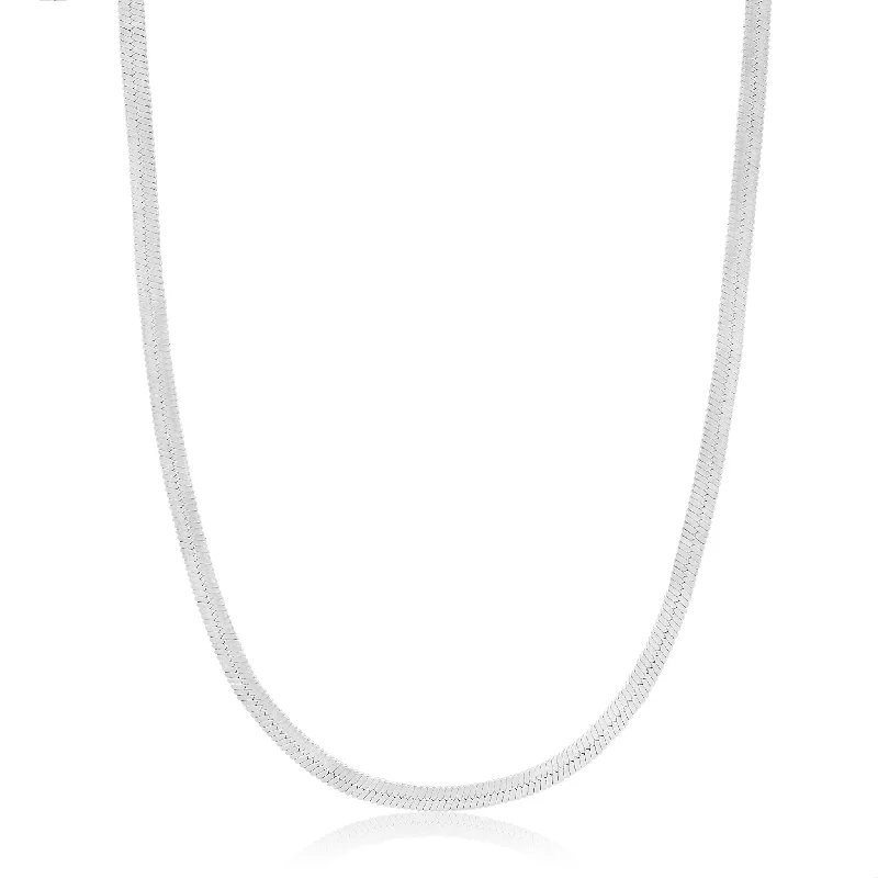 Women’s heart-shaped necklaces-Flat Snake Chain in Silver by Ania Haie