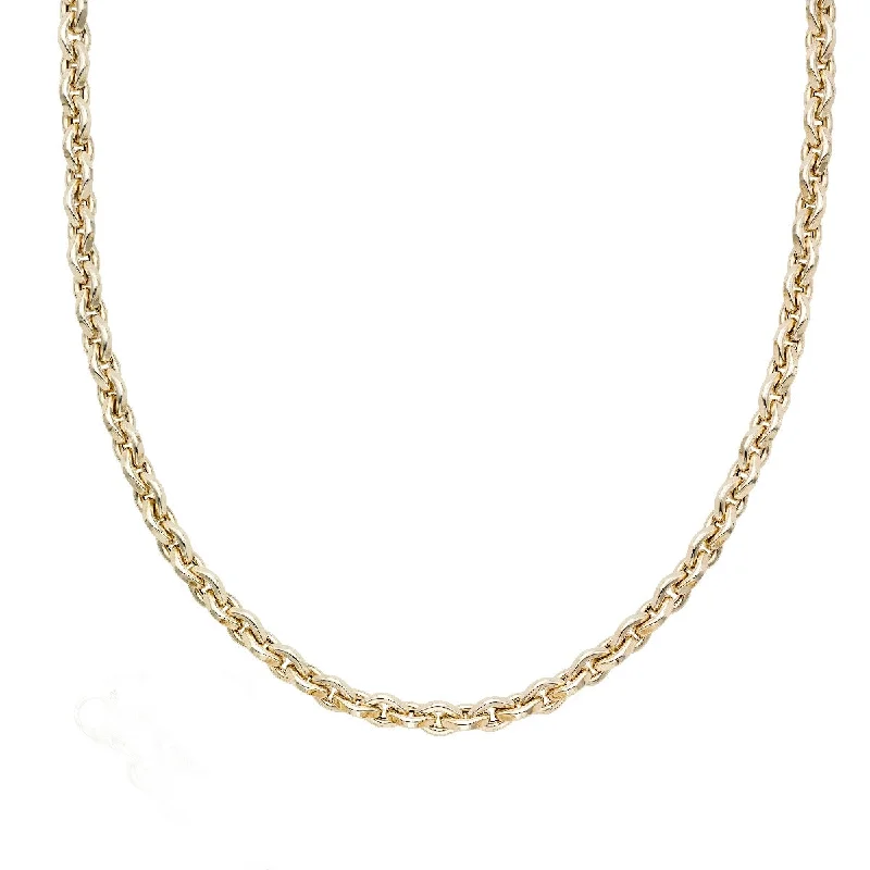 Women’s engraved necklaces-14K Yellow Gold 18" Round Curb Chain RC9737-18