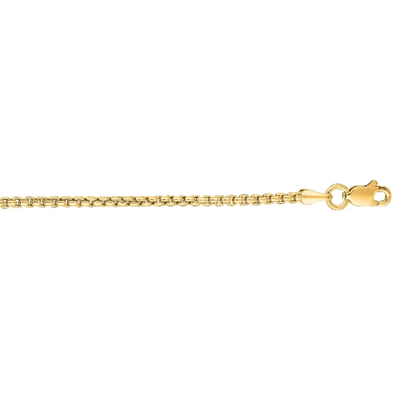 Women’s layered gold necklaces-14kt 16" Yellow Gold  Shiny Round Box Chain with Lobster Clasp RBX100-16