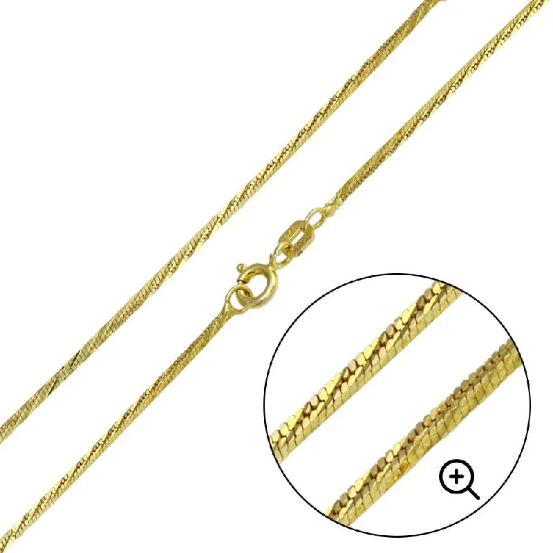 Women’s chic gold necklaces-Silver 925 Gold Plated Snake 4 Sided DC Chain 1mm - CH355 GP