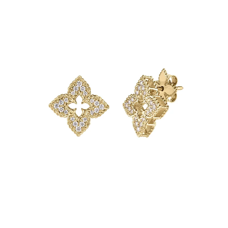 Women’s evening earrings-Venetian Princess 0.30Ct Diamond Flower earring in 18K Yellow Gold