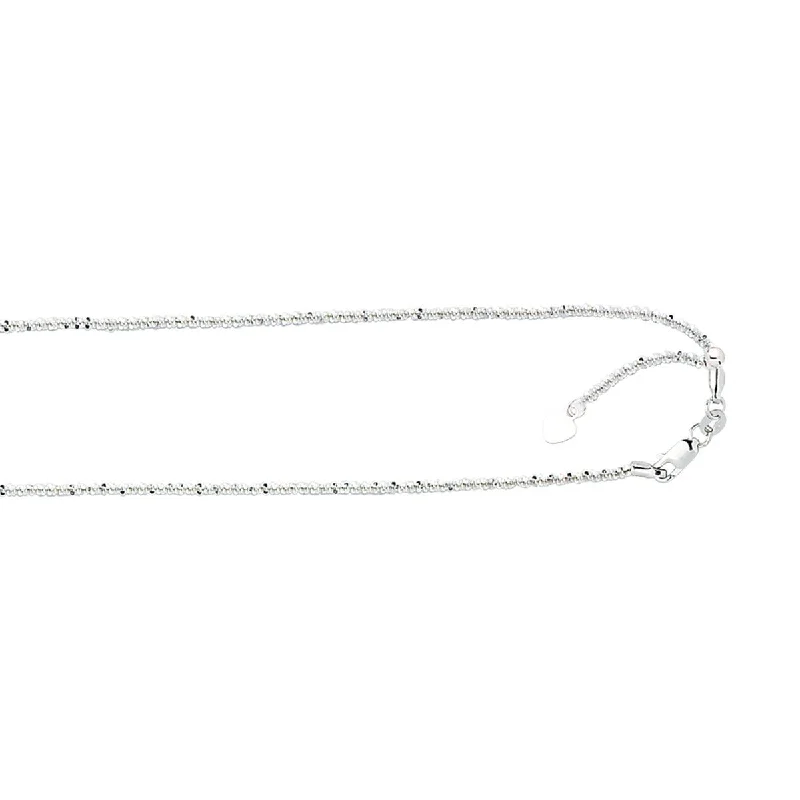 10K White GOLD 22 INCH SHINY DIAMOND CUT SPARKLE CHAIN WITH LOBSTER CLASP 025AWSC-22