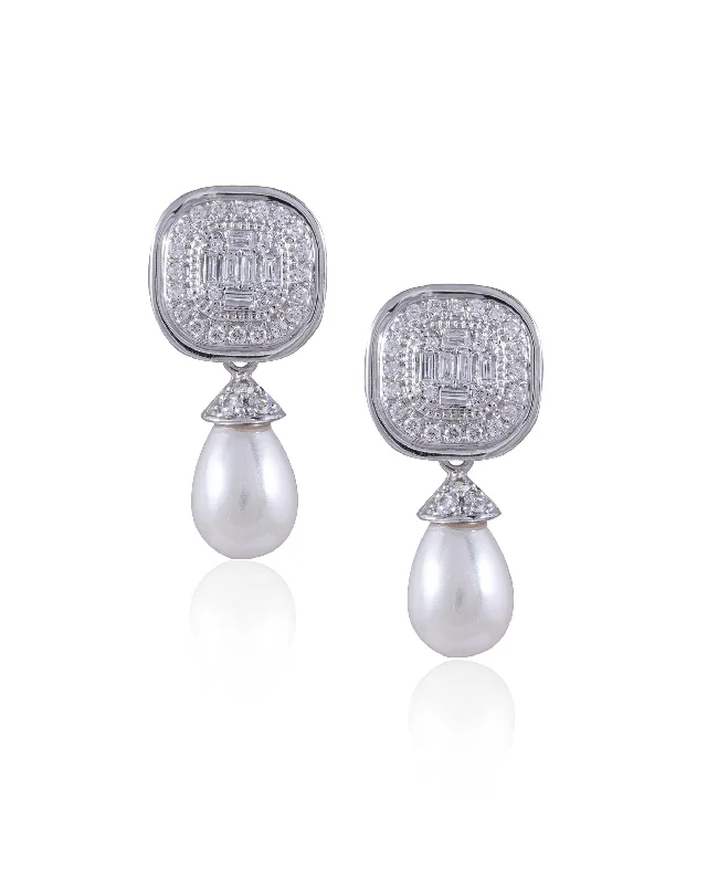 Women’s diamond drop earrings-Diamond Long Earring