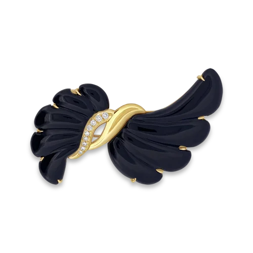 Onyx & Diamond Spray Design Pin