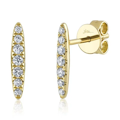 Women’s minimalist hoop earrings-0.19CT DIAMOND BAR STUD EARRING