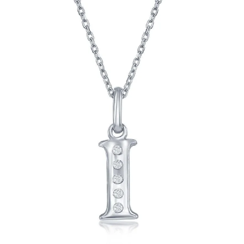 Women’s chokers with pendants-Sterling Silver Diamond "I" Initial Pendant Chain