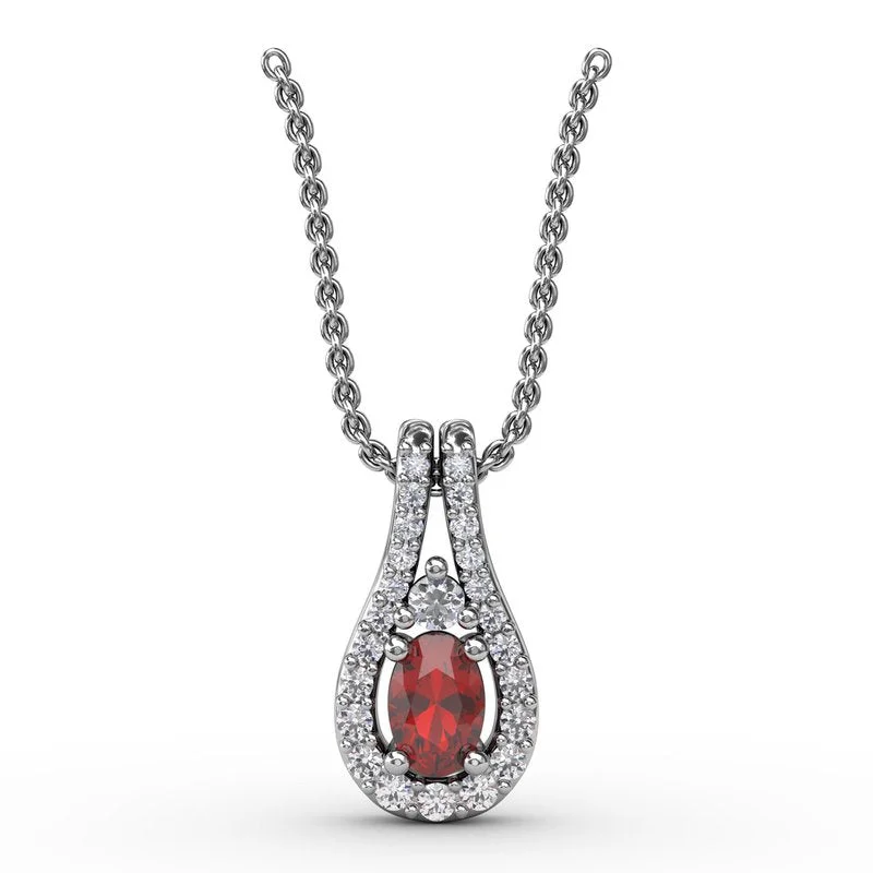 Women’s pendant necklaces-Halo Teardrop Ruby and Diamond Pendant P1434R