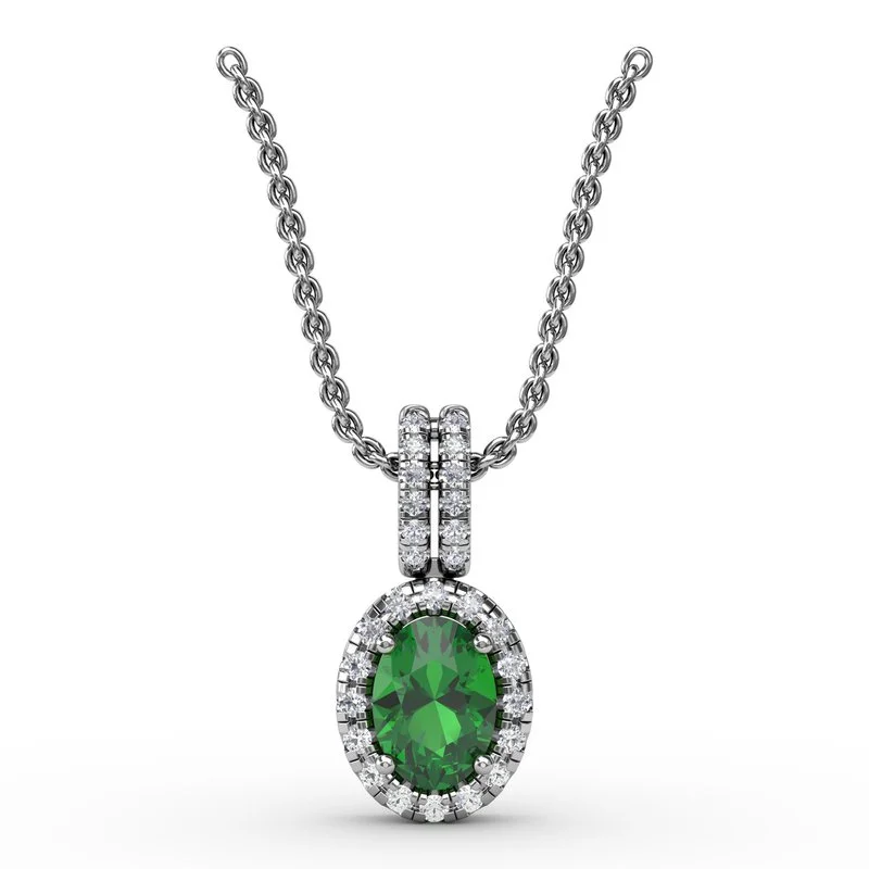 Women’s gold necklaces-Sophisticated Emerald and Diamond Pendant P1373E