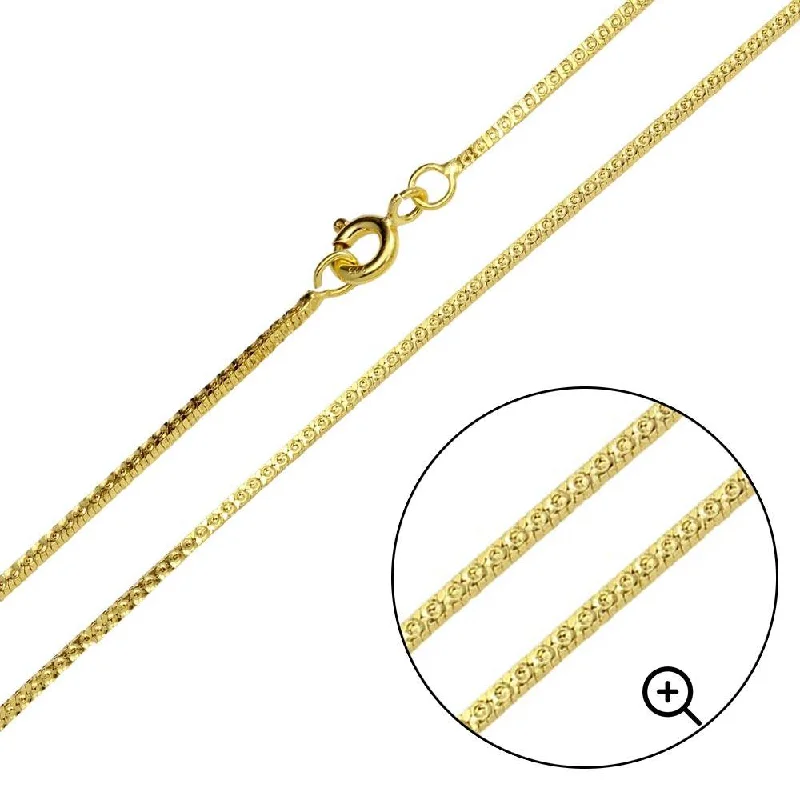 Women’s zodiac necklaces-Gold Plated 925 Sterling Silver Square Sided Snake 025 Chain 1mm - CH352 GP