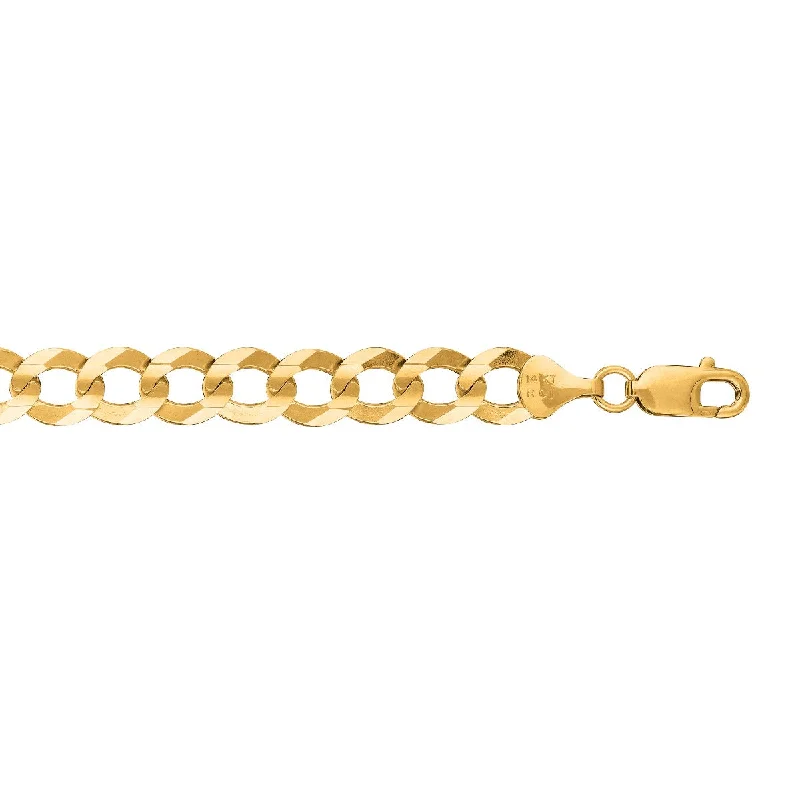 Women’s cubic zirconia necklaces-14kt Gold 24" Yellow Finish Polished Comfort Curb Chain with Box Clasp CC310-24