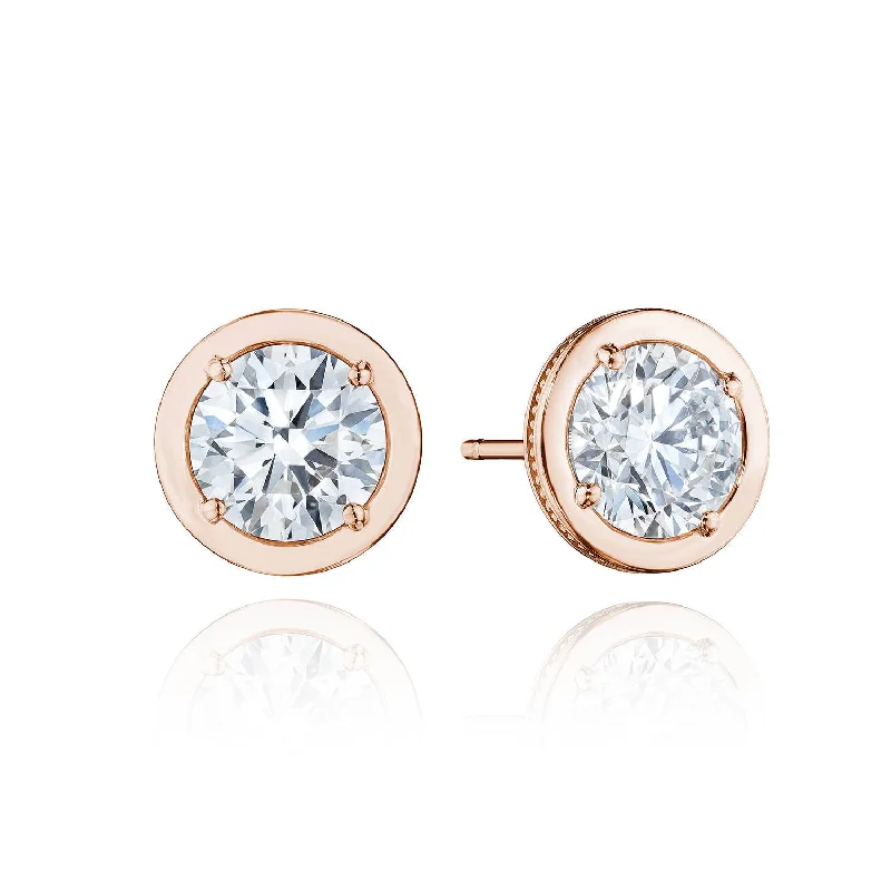 Women’s rose gold earrings-TACORI Allure | Round Diamond Stud Earring - 3.08ct FE823RD75LDPK