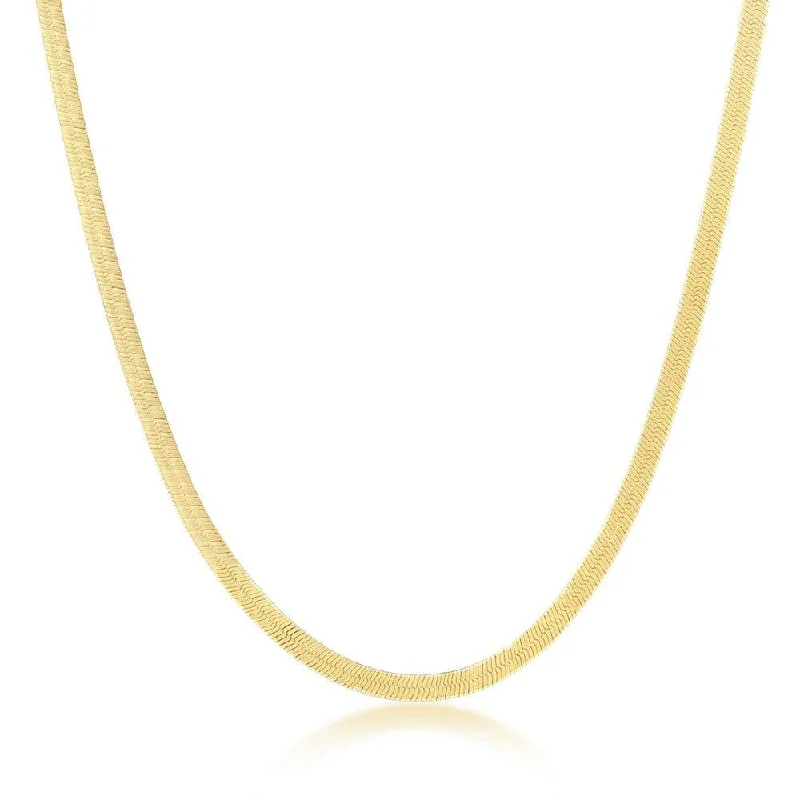 Women’s delicate necklaces-Sterling Silver 3mm Herringbone Chain - Gold Plated