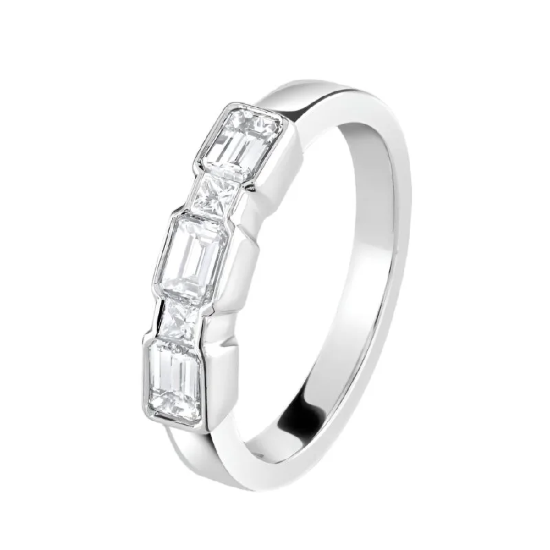 Platinum Baguette & Princess Cut Diamond 5-Stone Band