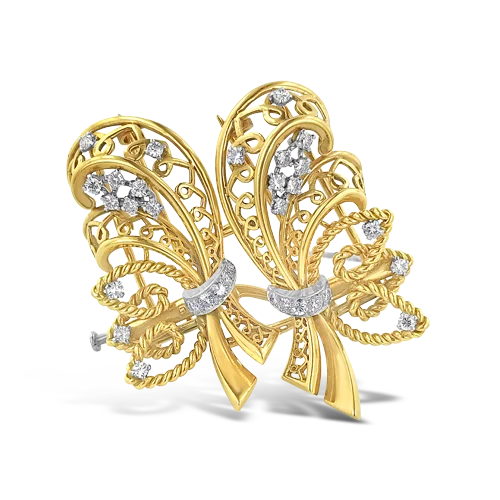 Gold & Diamond French Estate Clip Set