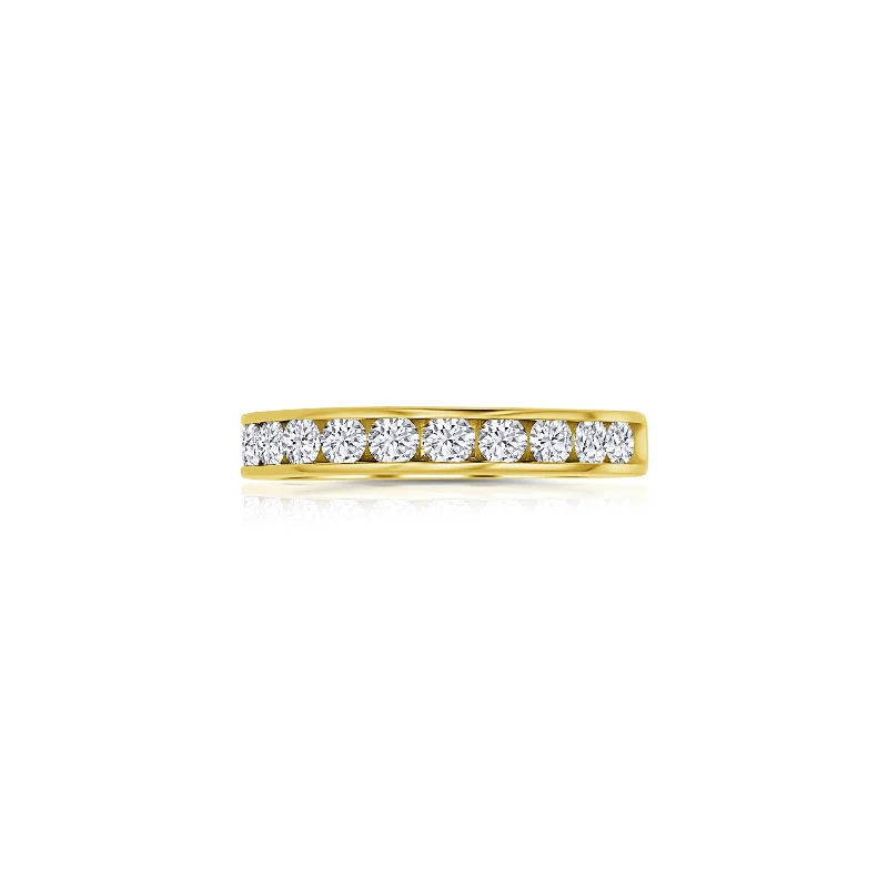 14K Yellow Gold Round Channel Diamond Band