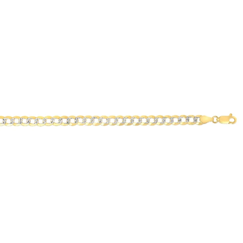 14kt Gold 20" Yellow+White Finish Diamond Cut Comfort Pave Curb Chain with Lobster Clasp CPC150-20