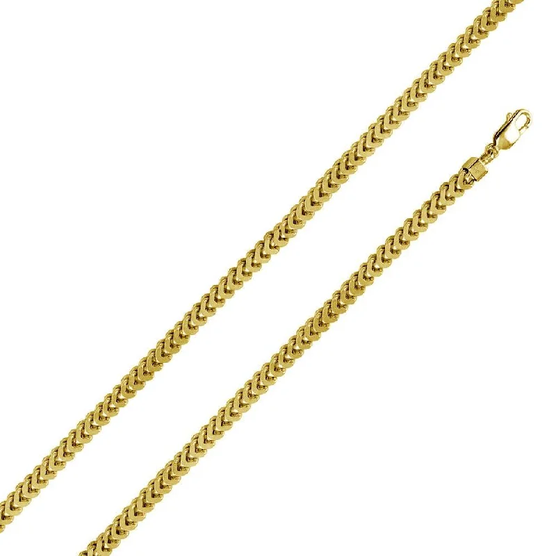 Women’s boho style necklaces-Gold Plated 925 Sterling Silver Franco Chain 5.6MM - CHHW108 GP