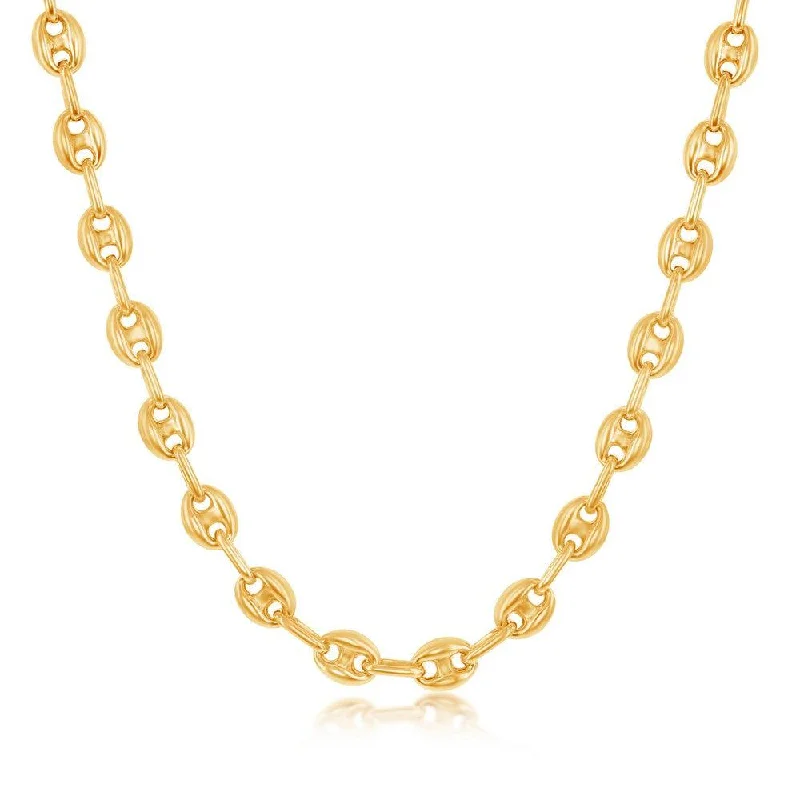 Women’s sapphire necklaces-Sterling Silver 6mm Puffed Marina Chain - Gold Plated