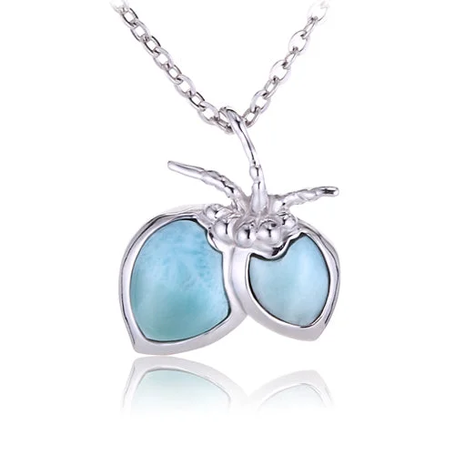 Women’s birthstone pendant necklaces-Sterling Silver Larimar Coconut Pendant(Chain Sold Separately)