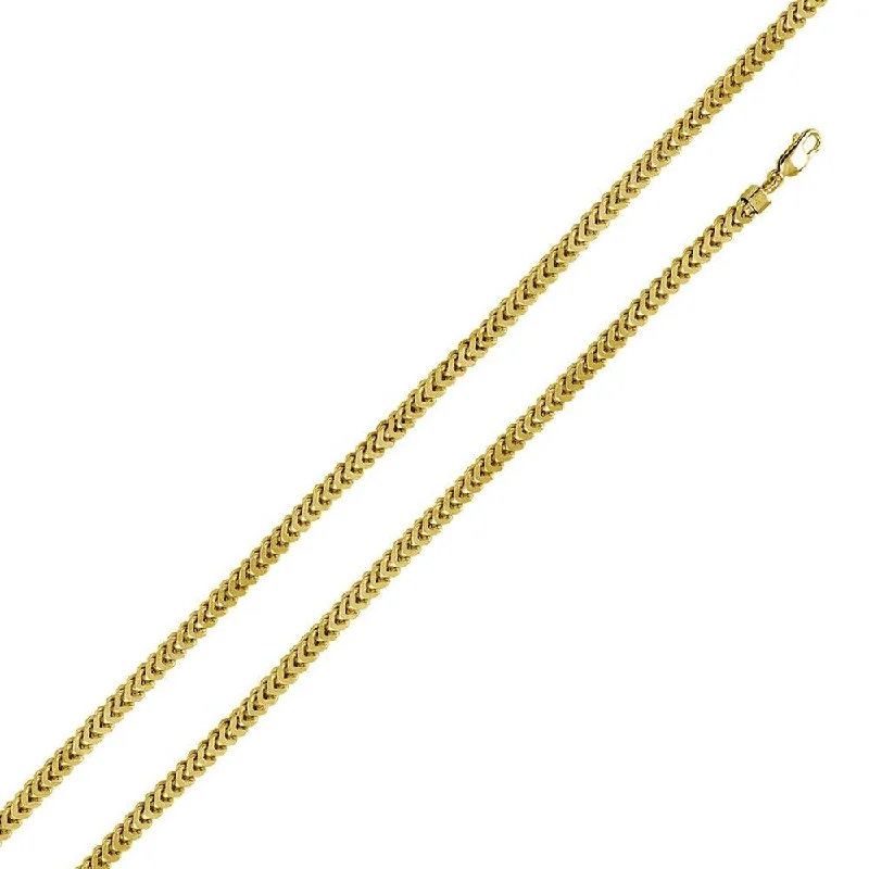 Women’s diamond solitaire necklaces-Gold Plated 925 Sterling Silver Franco Chain 4.7MM - CHHW105 GP