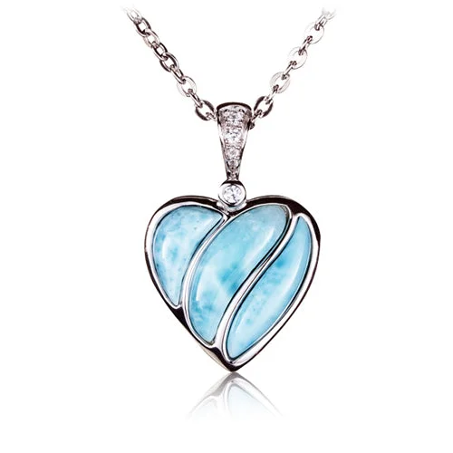 Women’s diamond necklaces-Larimar Heart Sterling Silver Pendant(Chain Sold Separately)