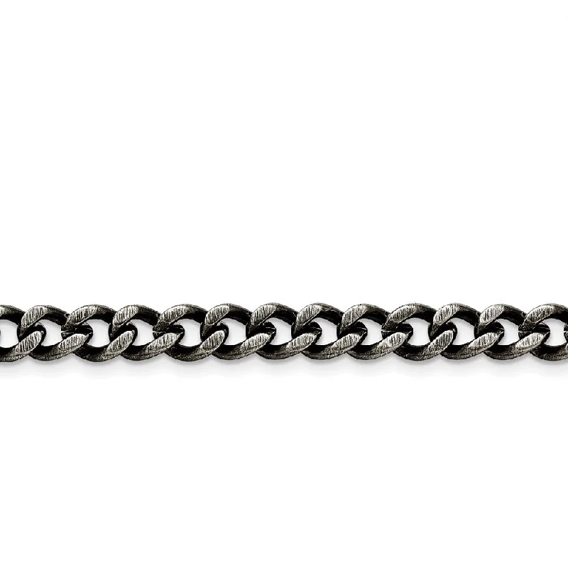 Women’s casual chain necklaces-Stainless Steel 7.50mm Oxidized Curb Chain | SRN1611