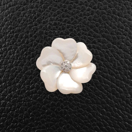 Mother of Pearl & Diamond Flower Pin