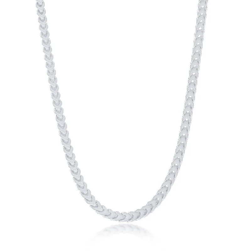 Women’s sparkling necklaces-Sterling Silver 3mm Franco Chain (100 Gauge) - Rhodium Plated