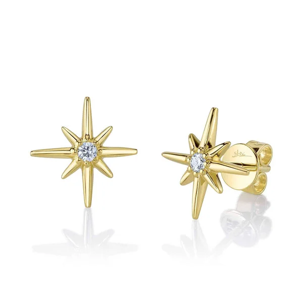 Women’s festival earrings-0.07CT DIAMOND NORTH STAR STUD EARRING