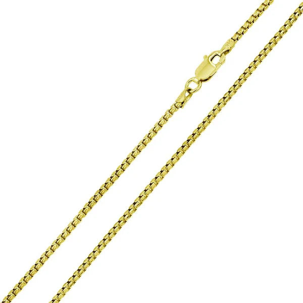 Women’s fashion chain necklaces-Round Box Chain 2.6mm Gold Plated 925 Sterling Silver Chains