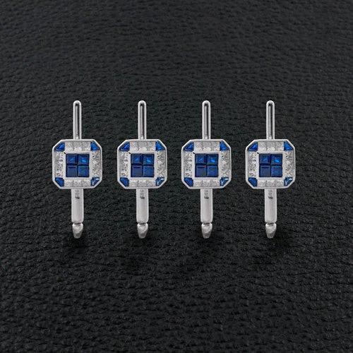 Sapphire & Diamond Shirt Stud Set