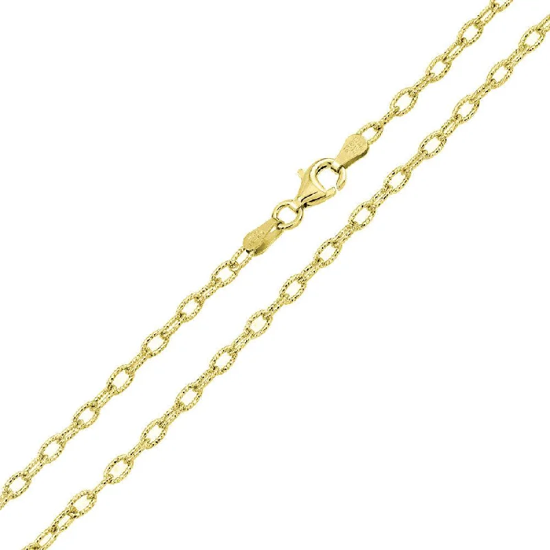 Women’s art deco necklaces-925 Sterling Silver Gold Plated Wire Oval Loop Chain 2.8mm - CH326 GP