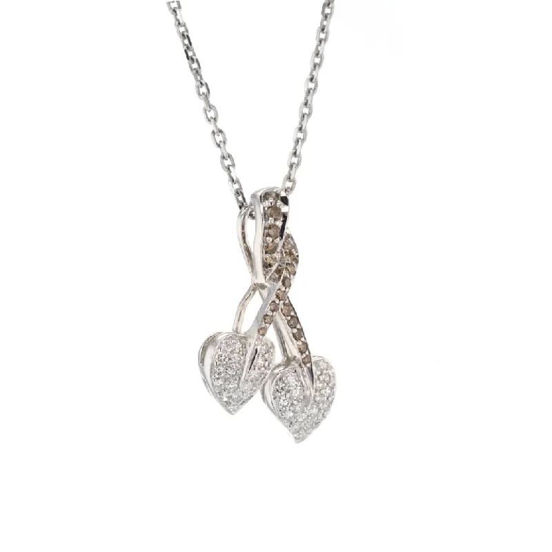 Women’s long chain necklaces-Diamond 2 Heart Pendant