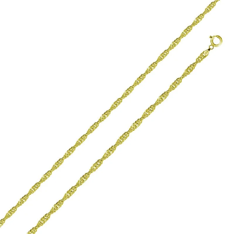 Women’s antique style necklaces-Gold Plated 925 Sterling Silver Singapore 015 Chain 1mm - CH328 GP