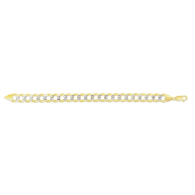 Women’s adjustable necklaces-14kt Gold 26" Yellow Finish Pave Curb Link Comfort Pave Curb Chain with Lobster Clasp CPC280-26