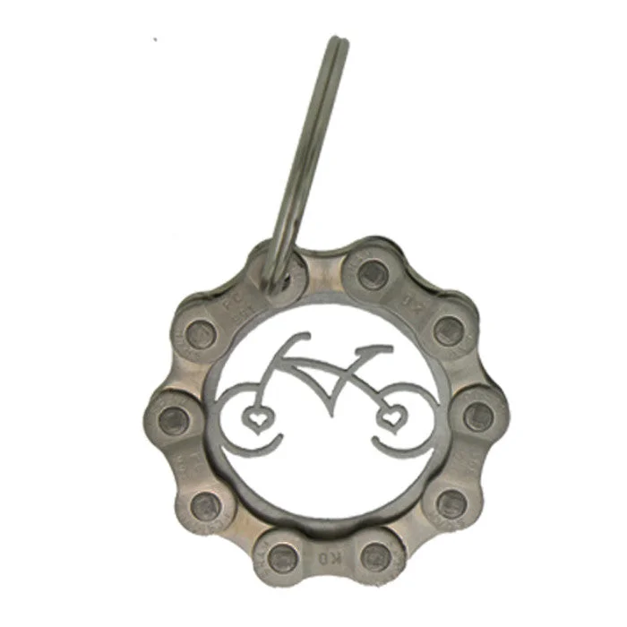 Women’s diamond pendant necklaces-Keychain - Stainless Steel Heart Hub Bicycle