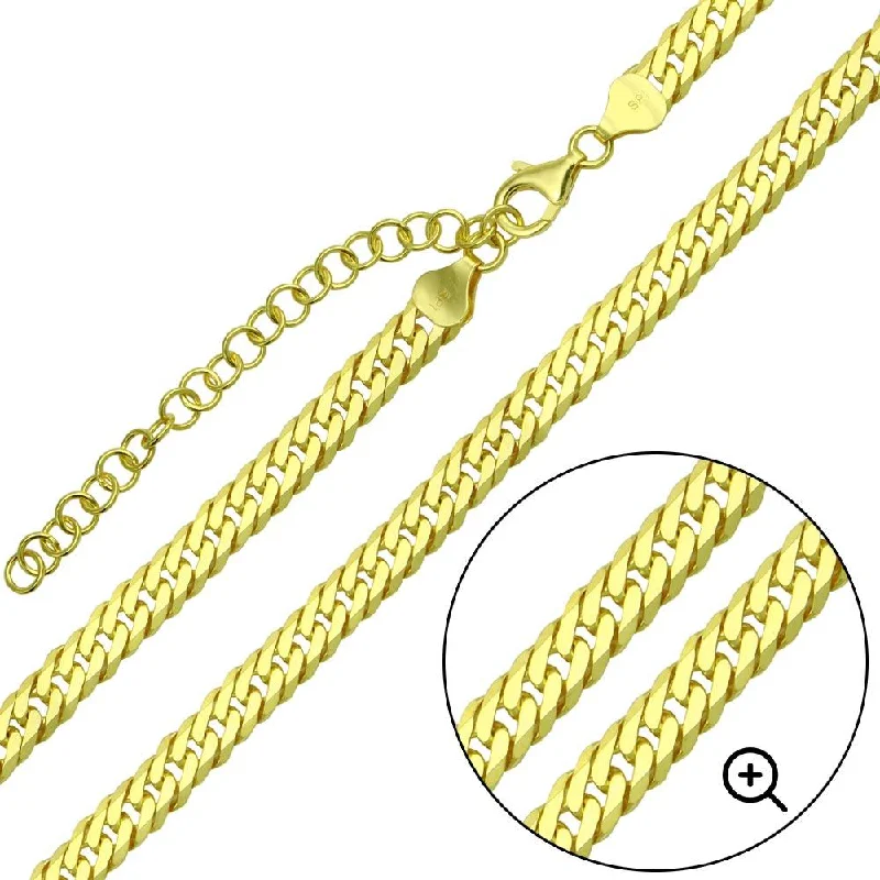 Women’s lock and key necklaces-Gold Plated 925 Sterling Silver Miami Cuban Chain Link with Extension 6.5mm - CH478 GP