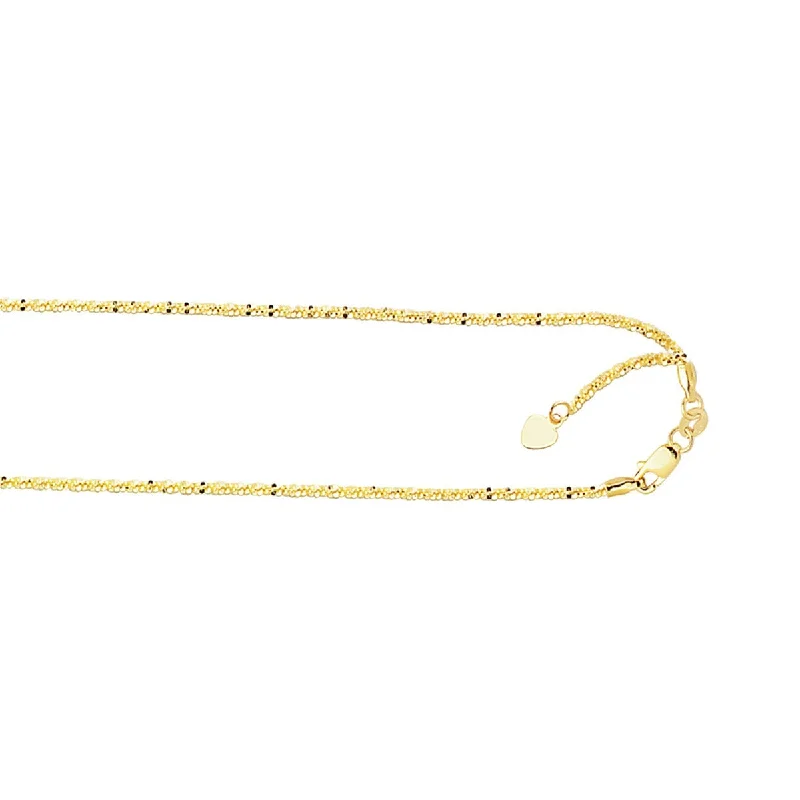 10K Yellow Gold 22 Inch Shiny Diamond Cut Sparkle Chain with Lobster Clasp 025ASC-22